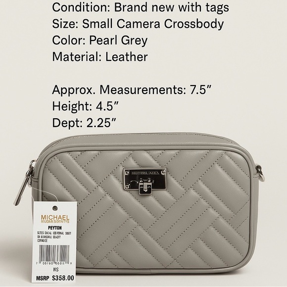Michael Kors Peyton Quilted Leather Crossbody in Pearl Grey NWT - Picture 1 of 11